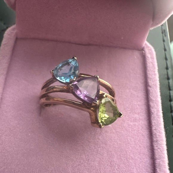 Vintage 10k Multi gemstone Gold Ring - Picture 3 of 7